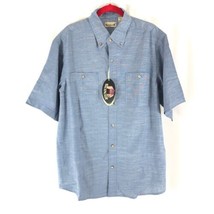 Backpacker Mens Shirt Button Down Short Sleeve Cotton Blend Stretch Blue XL - £11.48 GBP