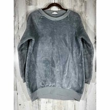 Easel Velour Fleece Fuzzy Sweatshirt Gray Size Small Oversized - £11.98 GBP