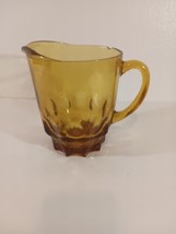 Hazel atlas glass pitcher continental amber thumbprint reflection  VTG rim chip - £6.65 GBP