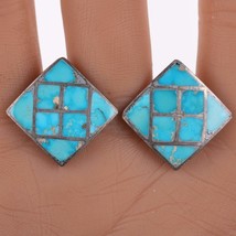 Vintage Zuni Sterling Turquoise channel inlay cufflinks - £102.77 GBP