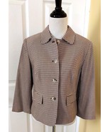 Caramel Brown/Ivory Houndstooth Stretch Cotton Cropped Swing Jacket (2) ... - $19.96 CAD