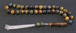 Luxury Prayer Beads Tesbih AA Hawk Eye &amp; Sterling Collector&#39;s Top Qualit... - £179.12 GBP