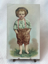 HIRES Rootbeer 1895 His First Suspenders Antique Victorian Trade Card Phila PA - £23.64 GBP