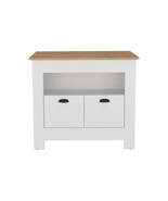 Kitchen Island Geneva, Kitchen, White / Macadamia - €287,20 EUR