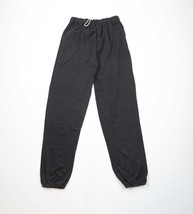 Vtg 90s Streetwear Mens Large Blank Cuffed Sweatpants Joggers Pants Blac... - $49.45