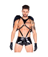 Strappy Vinyl Bodysuit Studded Buckles O Ring Cut Out Dark Angel Costume... - £36.50 GBP