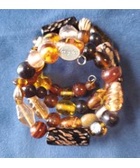 Memory Wire Topaz Furnace Beads with Sterling Silver &#39;Inspire&#39; Bead - $12.00