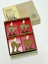 Vintage Art Deco MCM Cats Placecards or Matchbook Holders 4pc Original Box - $25.74