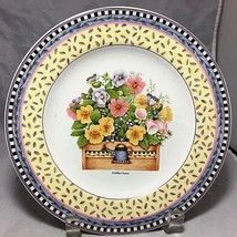 SAKURA Spring Bouquet Stoneware 8 1/4&quot; Plate yellow Pansy butterfly  Deb... - £4.65 GBP