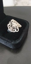 Antique Vintage 1920-s Sterling Silver Butterfly Filigree Ring Size UK Q US 8.5 - £77.08 GBP