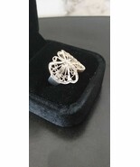 Antique Vintage 1920-s Sterling Silver Butterfly Filigree Ring Size UK Q... - $1,848.69 MXN