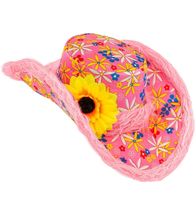 Pink Ibiza Floral Hippy Sunhat with Plush Wired Trim - $17.74