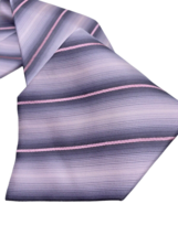 Kenneth Cole 100% Silk Tie Silver Gray Pink Stripe Professional Preppy C... - £21.87 GBP