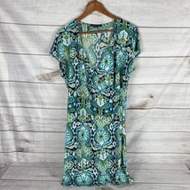 Jones New York Women&#39;s XL Floral Dress Teal Navy Blue Green White Polyester - £15.95 GBP