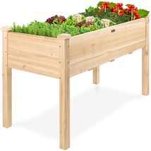 Elevated Raised Garden Bed Tall Wooden Planter Box Foot Caps 4x2 Gardening Patio - £105.32 GBP