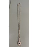 Vintage Necklace Gold Tone Red Stone Textured 18&quot; - $20.66 CAD