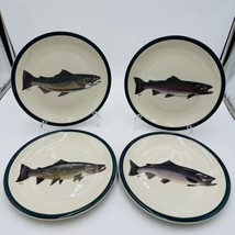 Vintage Anglers Expressions Design Geoff Hager Salmon Fish Trout Dinner Plates - £94.96 GBP
