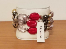 Style &amp; Co. Three Strand Layered Multi Beaded Stretch Ladies Bracelet $24. (NEW) - £11.64 GBP