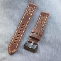 Premium Italian Leather Curved Watch Strap 20mm Flottiglia Brown Dark Silver - £28.42 GBP