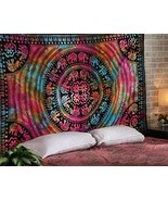 Indian Wall Hanging Tapestry Bed Sheet Tie Dye Hippie Elephant Mandala 84&quot; - $23.90 CAD