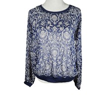 Mason &amp; Mackenzie Women&#39;s Sheer Blue Boho Long Sleeve TShirt NWT Medium - £17.52 GBP