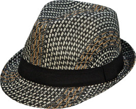 Unisex Trilby Fedora Panama Hat H707N Poly Toyo Straw Tribal Wave Black ... - $23.76+