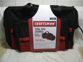 Craftsman Tool Bag Combo 18&quot; &amp; 13&quot; 6 Pocket Large Mouth Zippered Tool Bags-Parts - £31.32 GBP