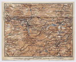 1914 Original Antique Map Of Vicinity Of Le Mont Dore Besse / Auvergne / France - £17.61 GBP