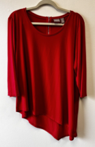 Chico&#39;s Cherry Red Womens Blouse Shirt SZ 3 Asymmetrical Hemline SZ XL Z... - £19.16 GBP