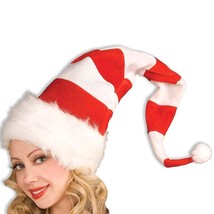 Striped Santa Hat Christmas Elf Long Cap Holiday Headwear Fancy Dress - £16.55 GBP