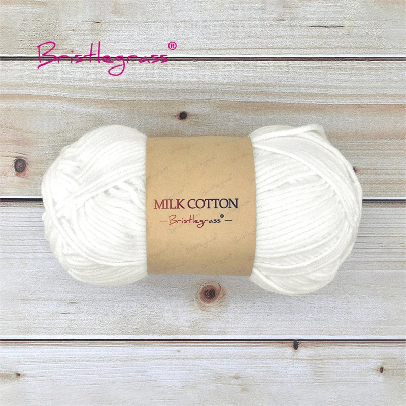 BRISTLEGRASS Acrylic Crochet Wool Yarn 50g Pom-poms Milk Cotton Hand -WHITE - €2,61 EUR