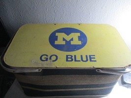 Vintage University of Michigan Wolverine Picnic Basket GO BLUE - £138.48 GBP
