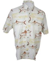 Monte Carlo Men Hawaiian camp shirt p2p 26 L aloha luau tropical fish vtg cotton - £14.81 GBP