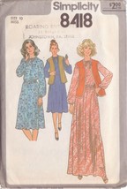 SIMPLICITY PATTERN 8418 SIZE 10 MISSES&#39; PULLOVER DRESS 2 LENGTHS AND VEST - $3.00