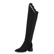 OverKnee Boots Women Faux Suede Thigh High Boots Platform Stretch Slim Sexy Fema - £41.31 GBP