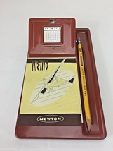 Vintage Newton No. 260 Dark Red Metal Desk Memo Set Perpetual Calendar P... - $69.19