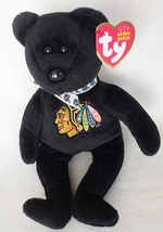 Ty NHL Chicago Blackhawks Stanley The Black Plush Beanie Baby Bear (2011)  - £19.57 GBP