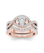 14K Rose Gold 1 1/2ct TDW Diamond Criss-Cross Shank Bridal Ring - $3,189.99