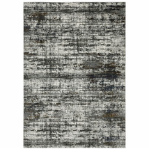 10' X 13' Ivory Charcoal Grey Blue Rust And Brown Abstract Power Loom Stain Resi - $1,694.83 CAD