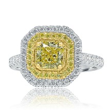 GIA Certified 1.79 Ct Yellow Radiant Diamond Engagement Ring 14k White Gold - £3,626.34 GBP