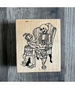 PSX G2099 Skeleton in Chari RAT PUMPKIN HALLOWEEN Wood Rubber Stamp 1997 - $34.34 CAD