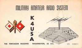 Washington-Pentagon Bldg-Military Radio Amateur SYSTEM-K4USA ~1950 QSL Postale - £5.57 GBP