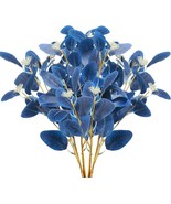 Gtidea 6 Pcs. Blue Artificial Eucalyptus Leaves Spray Greenery Stems Bra... - $35.92