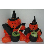 Russ Berrie orange glitter Halloween witch bear HOCUS with cauldron deco... - $417.63 MXN+