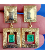 Earth mined Emerald Deco Design Earrings Elegant Vintage Style Dangles 1... - $7,208.30 CAD
