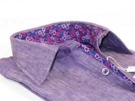 Men Premium Quality Soft Linen Sports Shirt INSERCH Short Sleeves SS717 Purple image 3