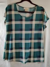 VTG. Diana Belle Womens Plaid Top Rhinestone Short Sleeve Scoop Neck Siz... - €8,55 EUR