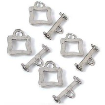 4 Bali Toggle Clasps Square Antique Finish Silver Plated Jewelry Repair - £6.25 GBP