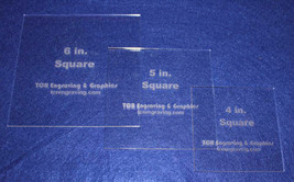 3 Piece Square Set  4&quot;, 5&quot;, 6&quot;  1/8&quot; Clear Acrylic - Quilting Templates-... - £21.14 GBP