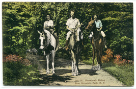 Horse Riding Bear Mountain State Park New York hand colored postcard - £5.51 GBP